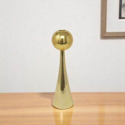 10" Gold Stainless Steel Tabletop Taper Candlestick HomeRoots