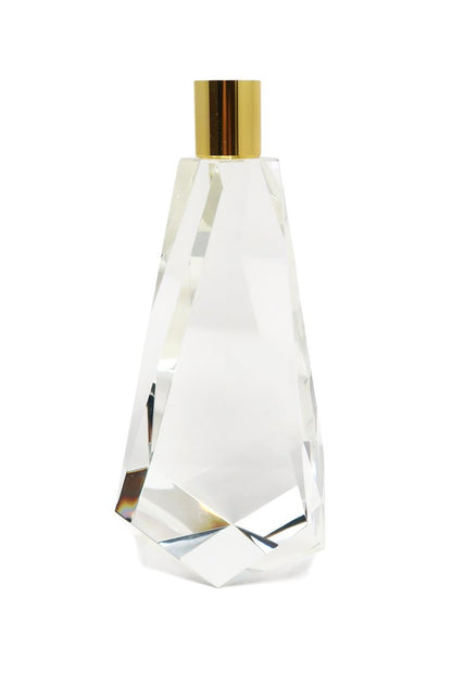 8" Clear And Gold Geo Faceted Crystal Tabletop Taper Candlestick HomeRoots