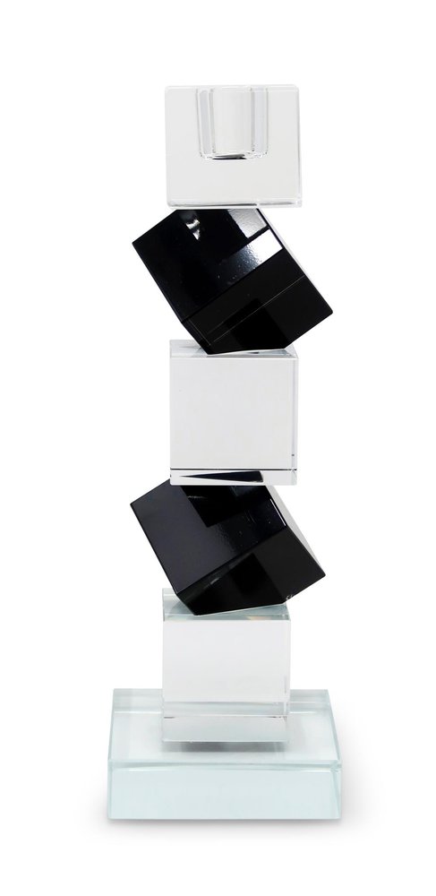 Set of Two Black And Clear Crystal Tabletop Taper Candlesticks HomeRoots