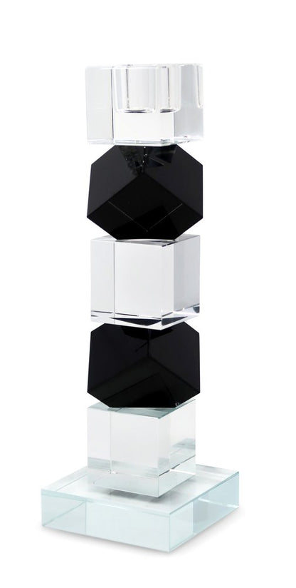 9" Black And Clear Crystal Tabletop Taper Candlestick HomeRoots