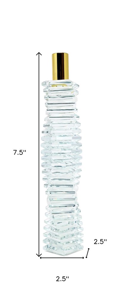 8" Clear And Gold Twisted Crystal Tabletop Taper Candlestick HomeRoots