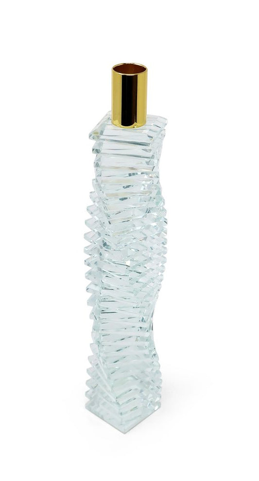 12" Clear And Gold Twisted Crystal Tabletop Taper Candlestick HomeRoots