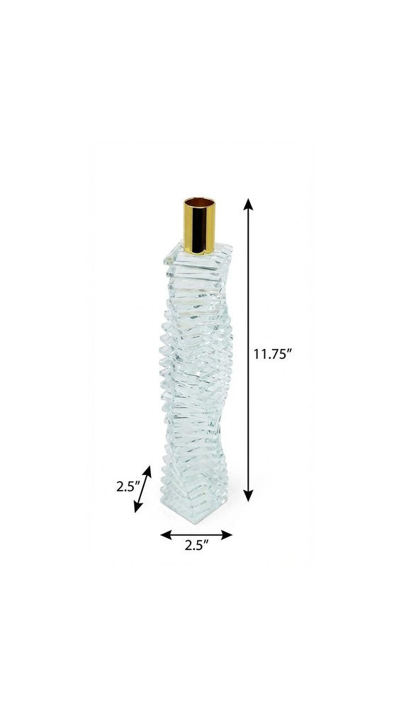 12" Clear And Gold Twisted Crystal Tabletop Taper Candlestick HomeRoots