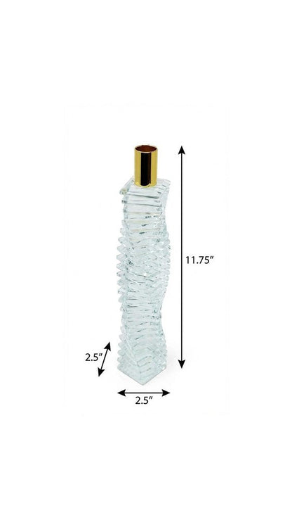 12" Clear And Gold Twisted Crystal Tabletop Taper Candlestick HomeRoots