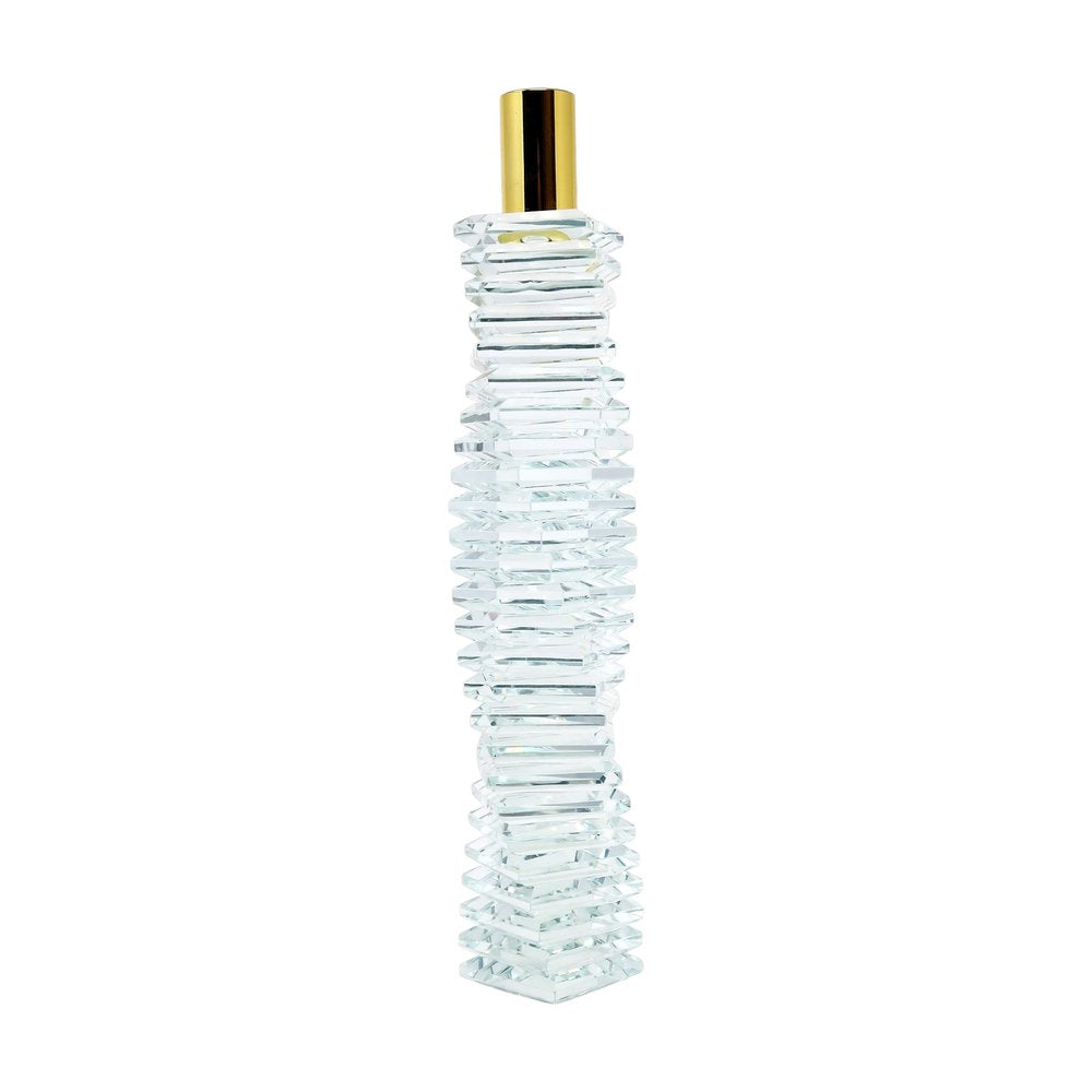 12" Clear And Gold Twisted Crystal Tabletop Taper Candlestick HomeRoots