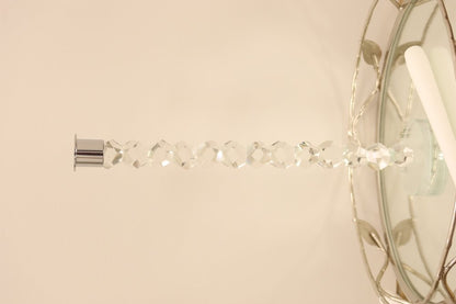 11" Clear And Silver Geo Stacks Crystal Tabletop Taper Candlestick HomeRoots