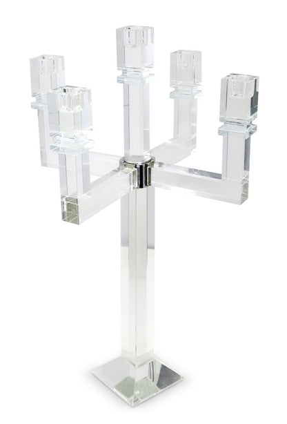 20" Clear Faceted Crystal Tabletop Candelabra Candle Holder HomeRoots