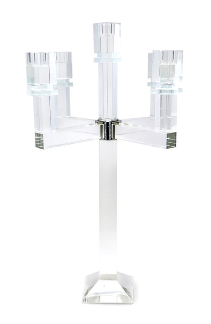 20" Clear Faceted Crystal Tabletop Candelabra Candle Holder HomeRoots