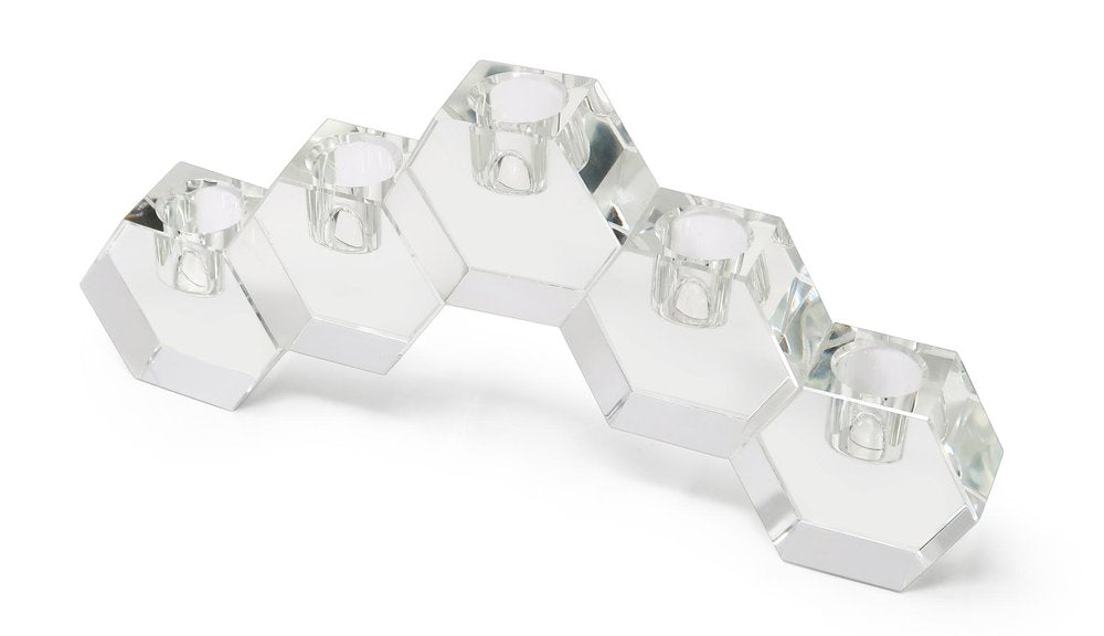 5" Clear Crystal Geometric Tabletop Candelabra Candle Holder HomeRoots