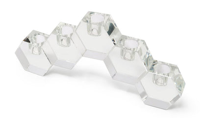 5" Clear Crystal Geometric Tabletop Candelabra Candle Holder HomeRoots