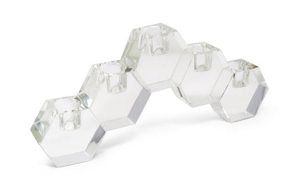 5" Clear Crystal Geometric Tabletop Candelabra Candle Holder HomeRoots