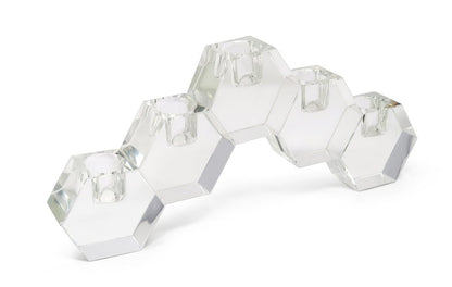 5" Clear Crystal Geometric Tabletop Candelabra Candle Holder HomeRoots