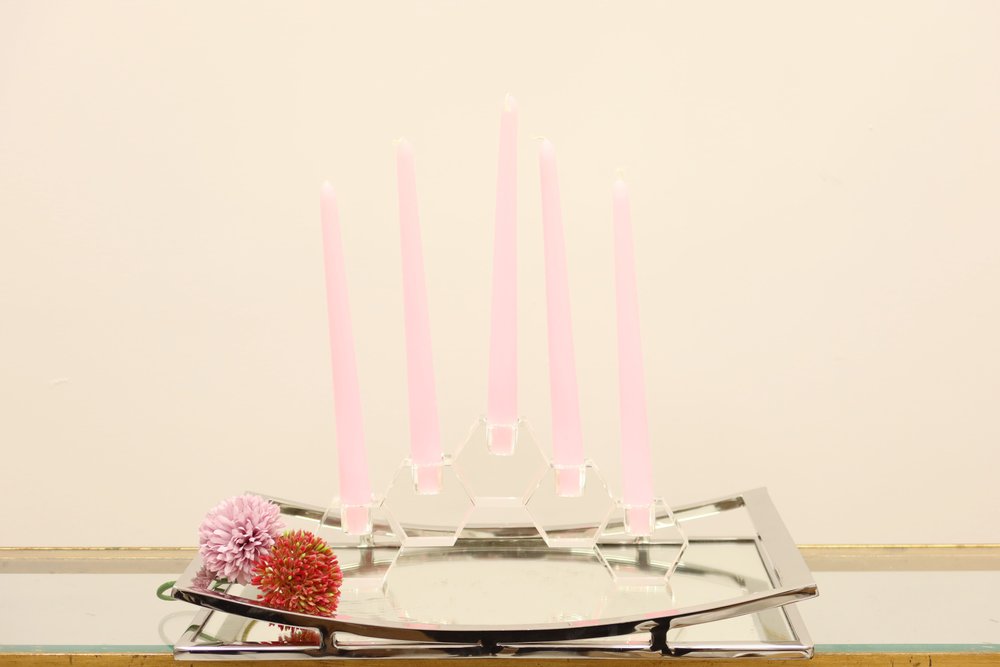 5" Clear Crystal Geometric Tabletop Candelabra Candle Holder HomeRoots