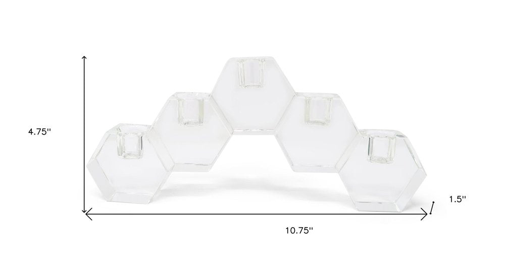 5" Clear Crystal Geometric Tabletop Candelabra Candle Holder HomeRoots