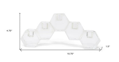 5" Clear Crystal Geometric Tabletop Candelabra Candle Holder HomeRoots