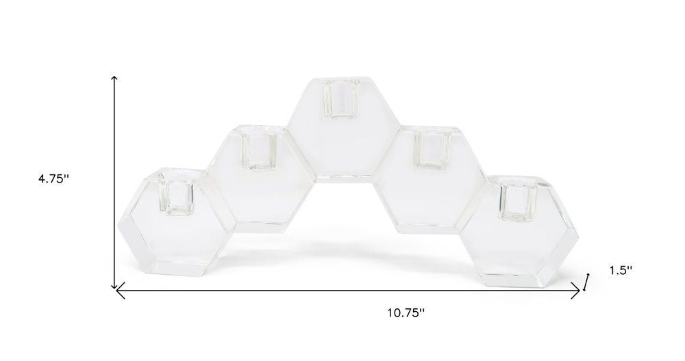 5" Clear Crystal Geometric Tabletop Candelabra Candle Holder HomeRoots