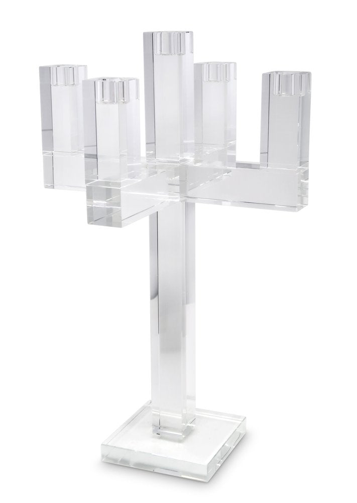 20" Clear Faceted Crystal Tabletop Candelabra Candle Holder HomeRoots