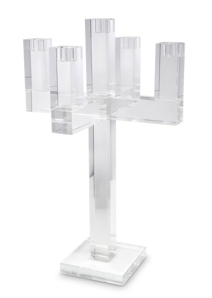 20" Clear Faceted Crystal Tabletop Candelabra Candle Holder HomeRoots