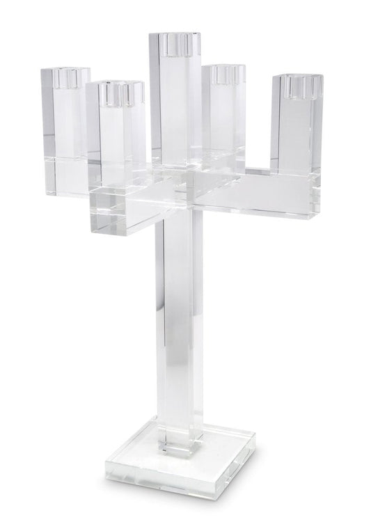 20" Clear Faceted Crystal Tabletop Candelabra Candle Holder HomeRoots