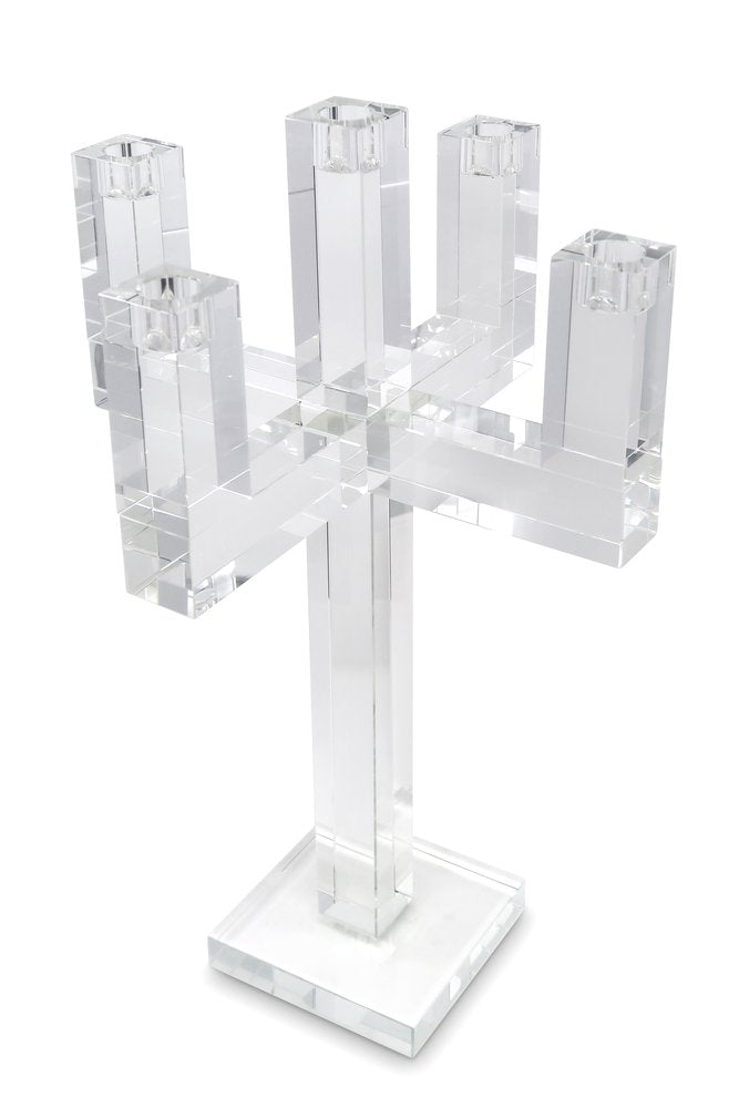 20" Clear Faceted Crystal Tabletop Candelabra Candle Holder HomeRoots