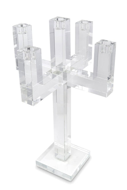 20" Clear Faceted Crystal Tabletop Candelabra Candle Holder HomeRoots