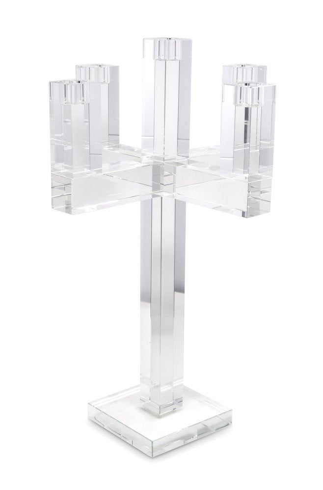 20" Clear Faceted Crystal Tabletop Candelabra Candle Holder HomeRoots