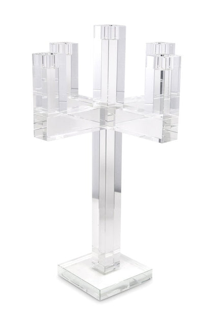 20" Clear Faceted Crystal Tabletop Candelabra Candle Holder HomeRoots
