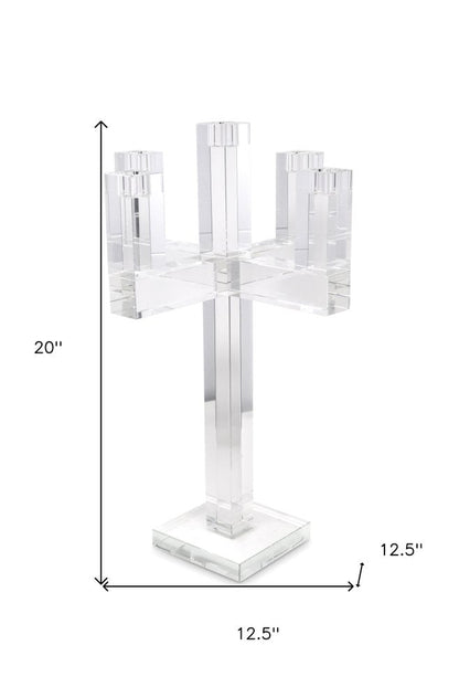 20" Clear Faceted Crystal Tabletop Candelabra Candle Holder HomeRoots