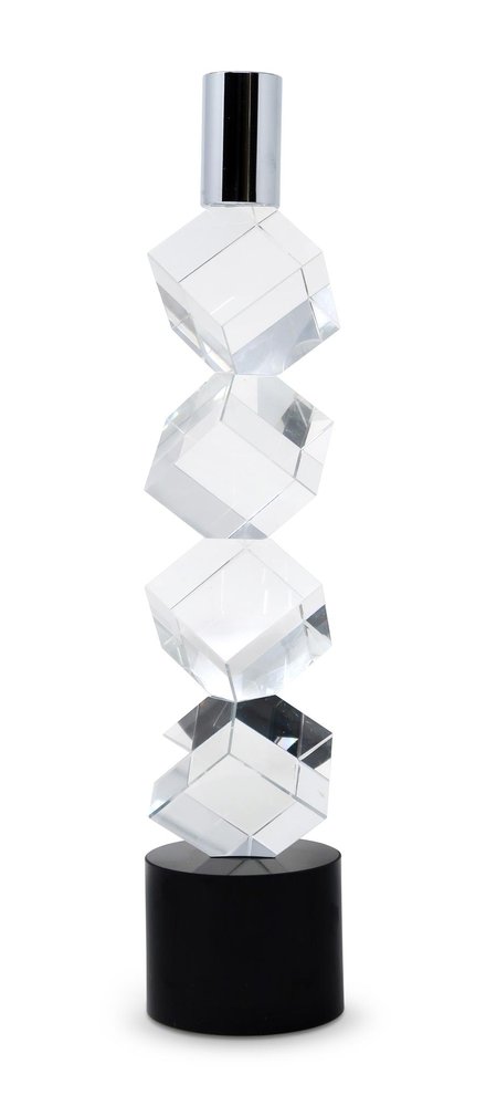 11" Silver Clear And Black Crystal Tabletop Taper Candlestick HomeRoots