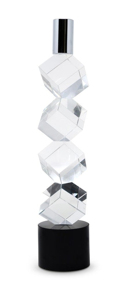 11" Silver Clear And Black Crystal Tabletop Taper Candlestick HomeRoots