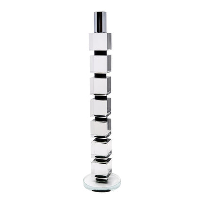 15" Silver Clear And Black Crystal Tabletop Taper Candlestick HomeRoots