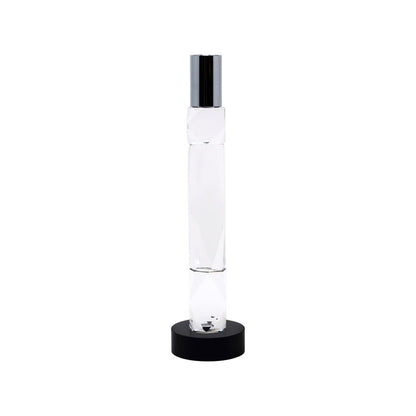 10" Silver Clear And Black Faceted Crystal Tabletop Taper Candlestick HomeRoots