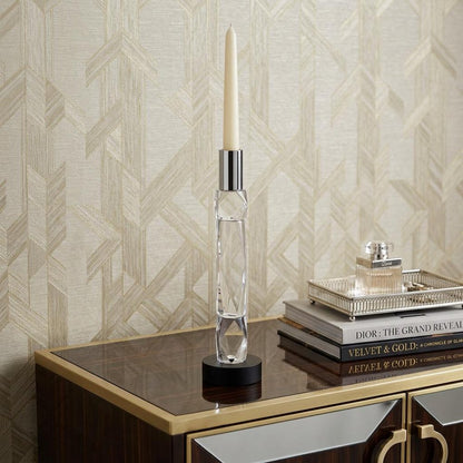 10" Silver Clear And Black Faceted Crystal Tabletop Taper Candlestick HomeRoots