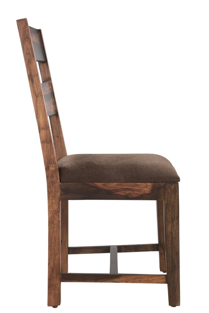 Seven Piece Dark Brown and Black Solid Wood Live Edge Dining Set with Six Chairs HomeRoots