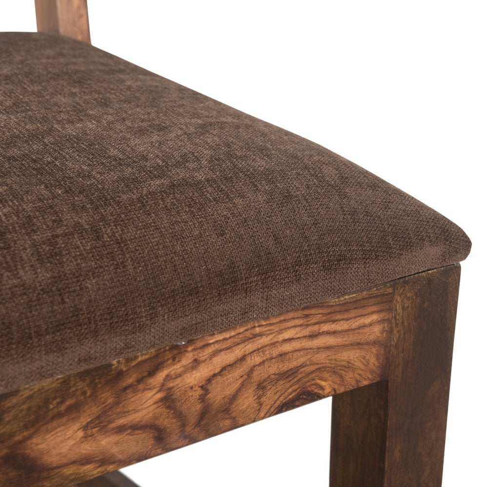 Seven Piece Dark Brown and Black Solid Wood Live Edge Dining Set with Six Chairs HomeRoots