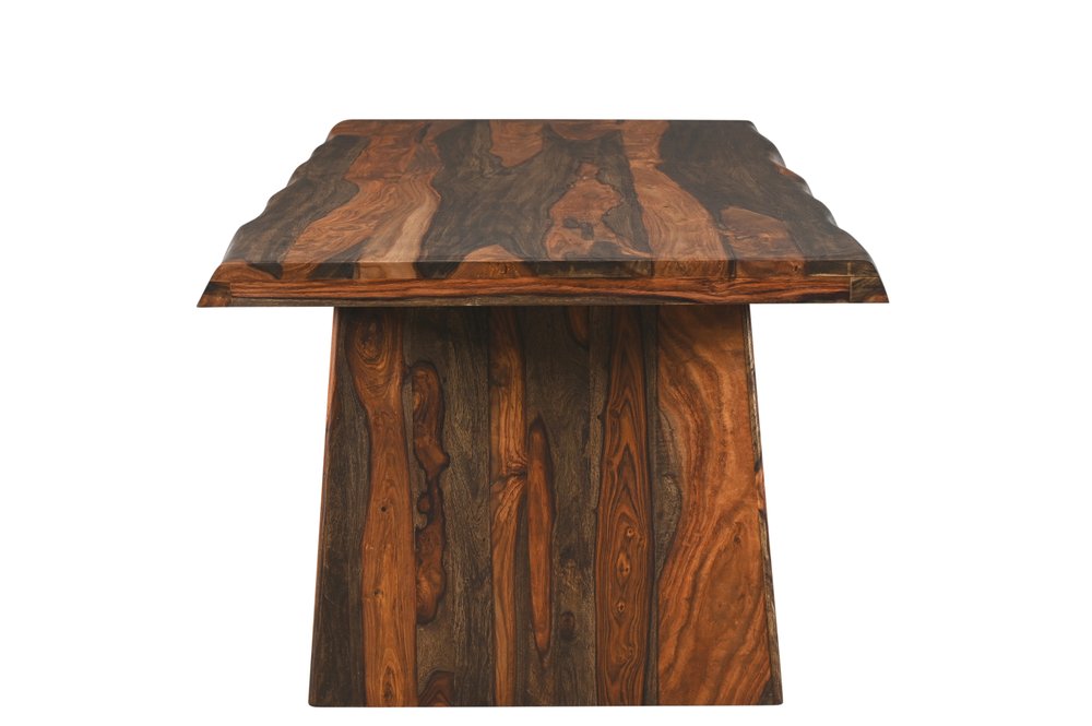 Nine Piece Dark Brown Solid Wood Dining Set with Eight Chairs HomeRoots