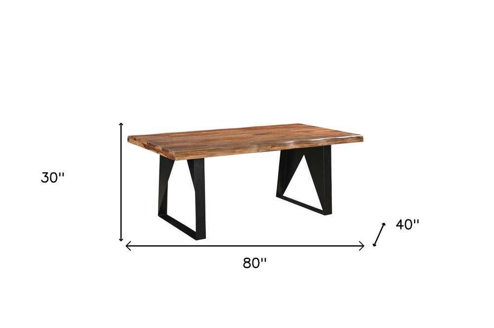 Seven Piece Brown and Black Solid Wood Dining Set with Six Chairs HomeRoots
