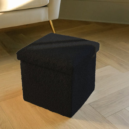 15" White Boucle Cube Storage Ottoman HomeRoots