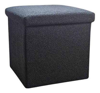 15" Pink Boucle Cube Ottoman With Storage HomeRoots