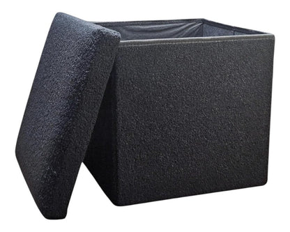 15" Pink Boucle Cube Ottoman With Storage HomeRoots