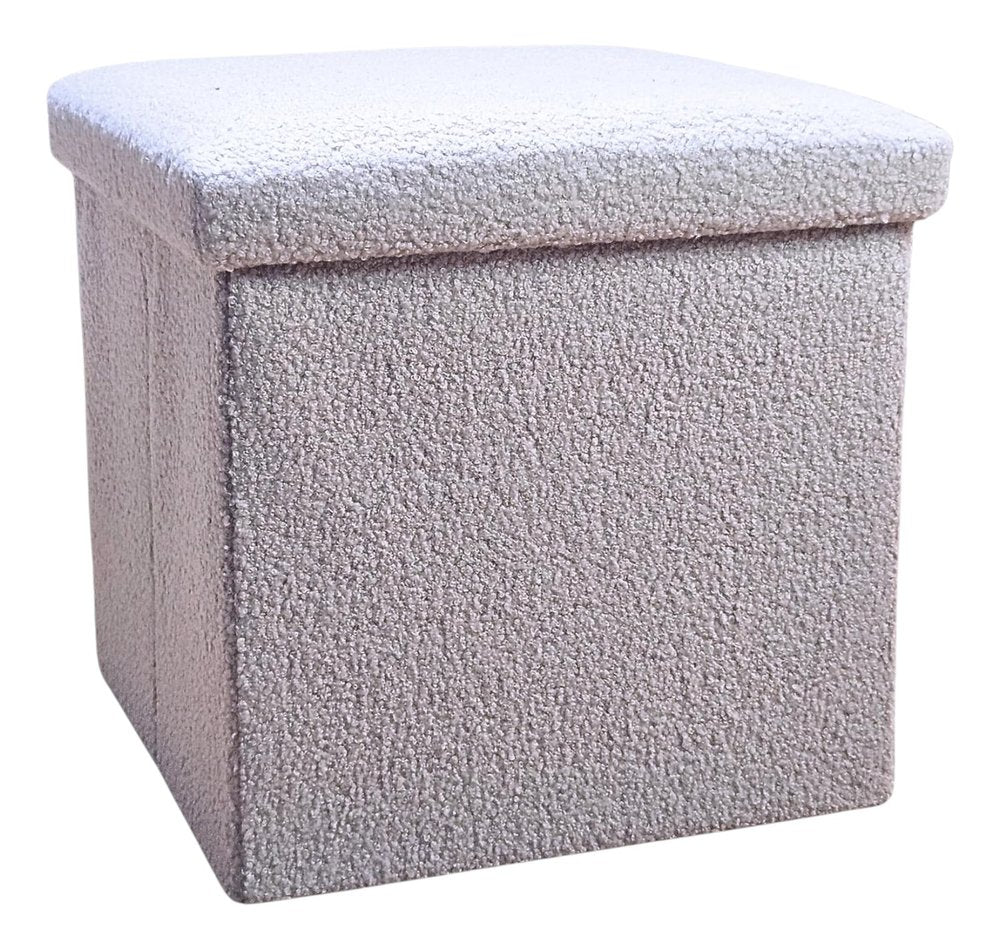 15" Pink Boucle Cube Ottoman With Storage HomeRoots