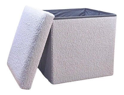 15" Black Boucle Cube Storage Ottoman HomeRoots
