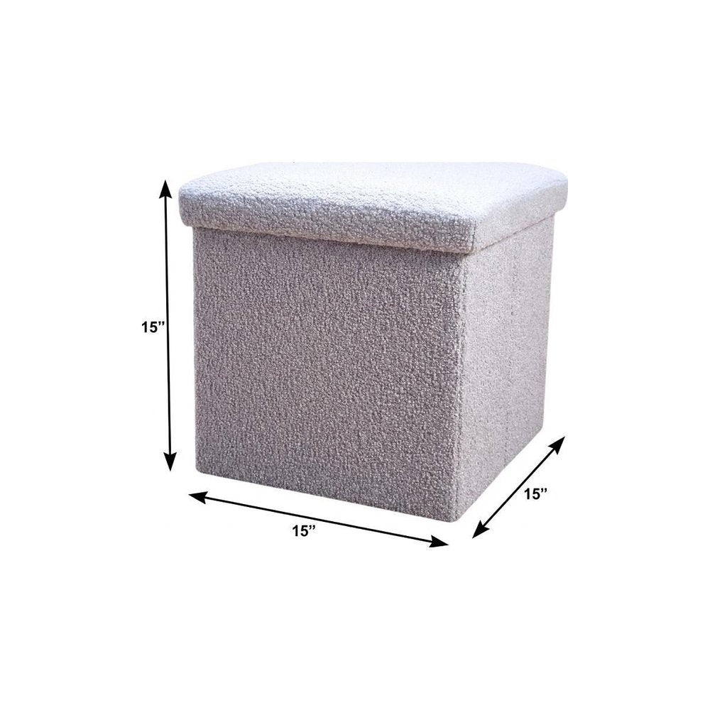 15" Black Boucle Cube Storage Ottoman HomeRoots