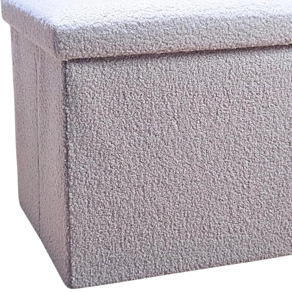 15" Pink Boucle Cube Ottoman With Storage HomeRoots