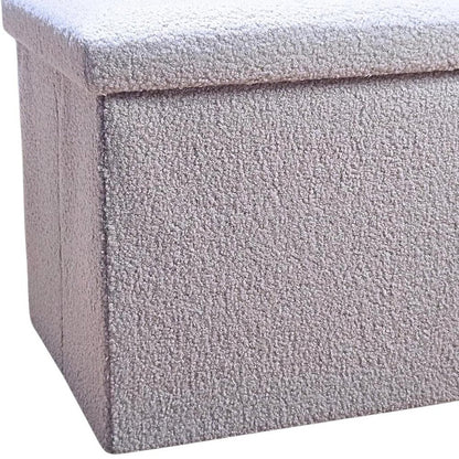 15" Pink Boucle Cube Ottoman With Storage HomeRoots