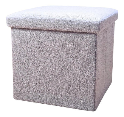 15" Pink Boucle Cube Ottoman With Storage HomeRoots