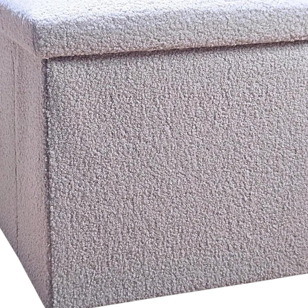 15" Pink Boucle Cube Ottoman With Storage HomeRoots