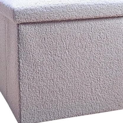 15" Pink Boucle Cube Ottoman With Storage HomeRoots