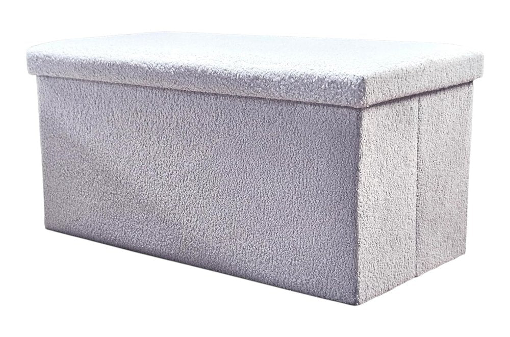 30" White Boucle Ottoman With Storage HomeRoots