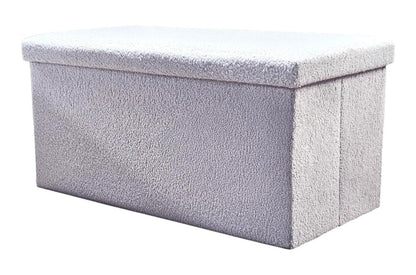 30" White Boucle Ottoman With Storage HomeRoots